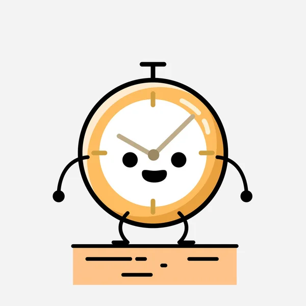 디자인 스타일 Cute Clock Mascot Vector Character — 스톡 벡터