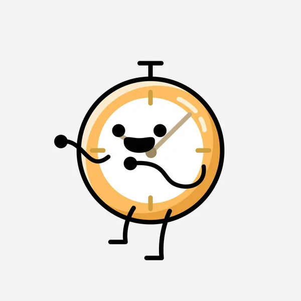 Illustration Cute Clock Mascot Vector Character Flat Design Style — Stock Vector