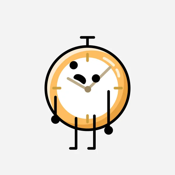 Eine Illustration Des Cute Clock Mascot Vector Character Flachen Design — Stockvektor