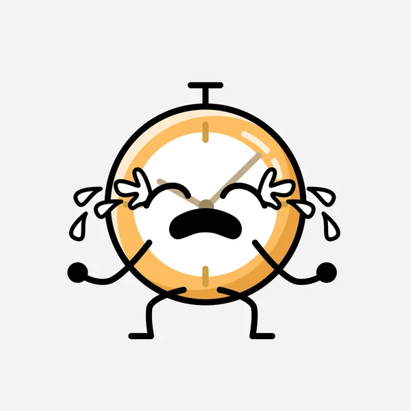 Illustration Cute Clock Mascot Vector Character Flat Design Style — Stock Vector