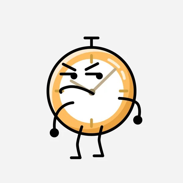 디자인 스타일 Cute Clock Mascot Vector Character — 스톡 벡터