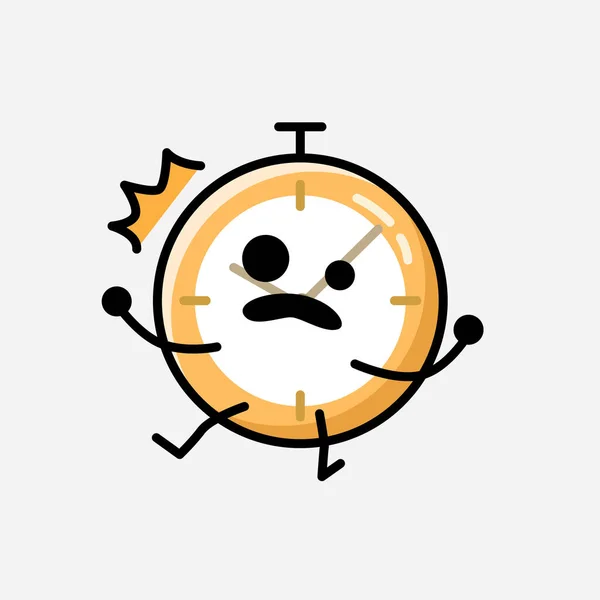 Μια Απεικόνιση Του Χαριτωμένο Ρολόι Μασκότ Χαρακτήρα Διάνυσμα Επίπεδο Στυλ — Διανυσματικό Αρχείο