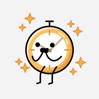 Düz Tasarım Biçimli Şirin Saat Maskot Vektör Karakteri