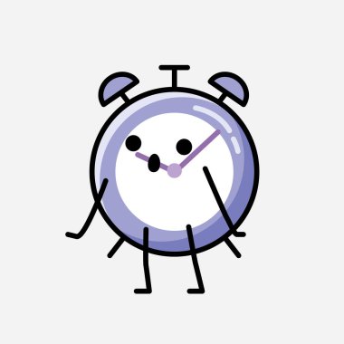 Düz Tasarım Biçimli Şirin Alarm Saat Maskot Vektör Karakteri
