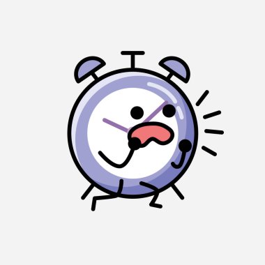 Düz Tasarım Biçimli Şirin Alarm Saat Maskot Vektör Karakteri