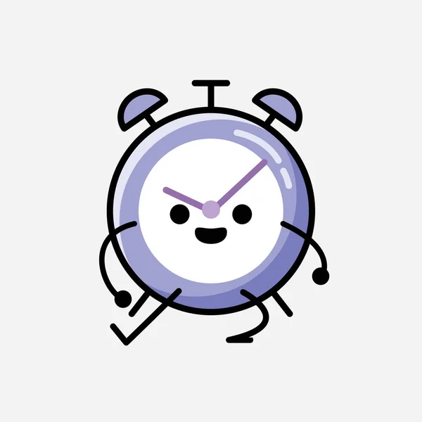 Illustration Cute Alarm Clock Mascot Vector Character Flat Design Style — Stock Vector