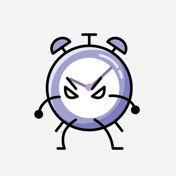 Illustration Cute Alarm Clock Mascot Vector Character Flat Design Style — Stock Vector