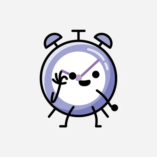 Illustration Cute Alarm Clock Mascot Vector Character Flat Design Style — Stock Vector