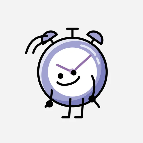 디자인 스타일 Cute Alarm Clock Mascot Vector Character — 스톡 벡터