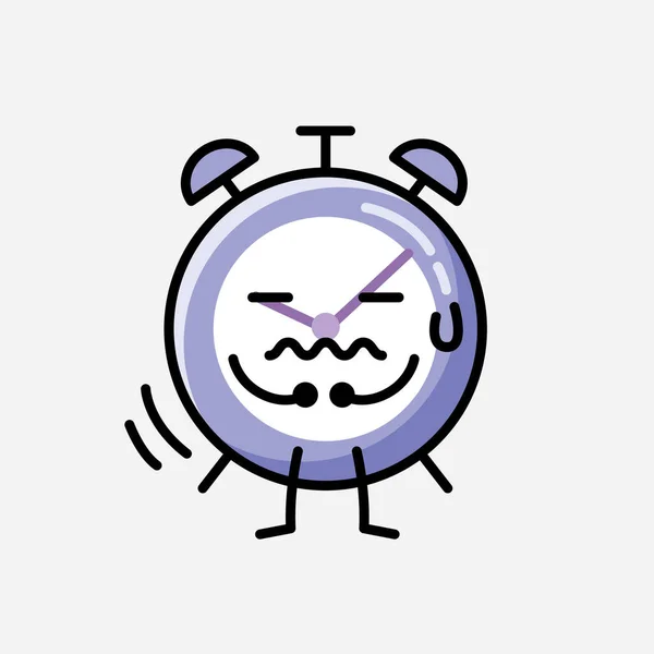 Illustration Cute Alarm Clock Mascot Vector Character Flat Design Style — Stock Vector