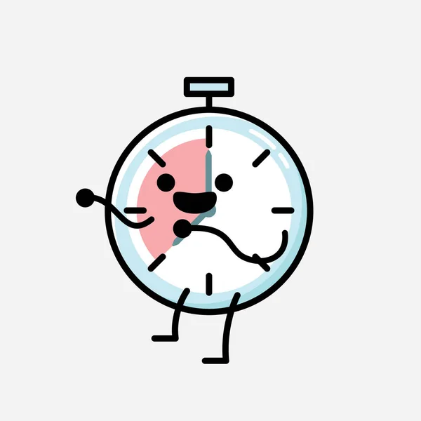 디자인 스타일 Cute Timer Clock Mascot Vector Character — 스톡 벡터