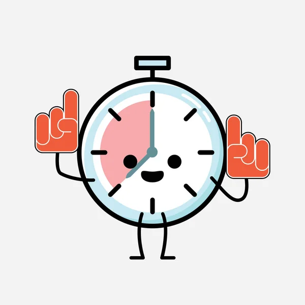 Uma Ilustração Cute Timer Relógio Mascote Vector Personagem Estilo Design —  Vetores de Stock