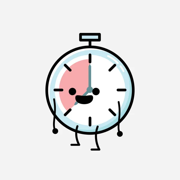 디자인 스타일 Cute Timer Clock Mascot Vector Character — 스톡 벡터