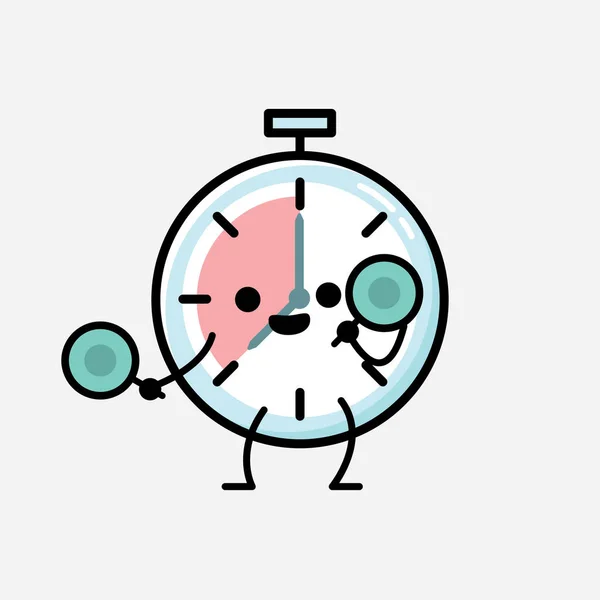 Une Illustration Personnage Vectoriel Mascotte Horloge Minuterie Mignonne Dans Style — Image vectorielle