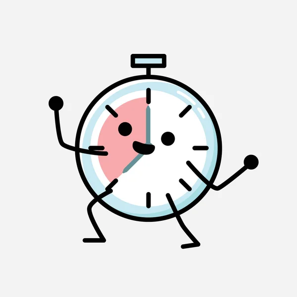 디자인 스타일 Cute Timer Clock Mascot Vector Character — 스톡 벡터