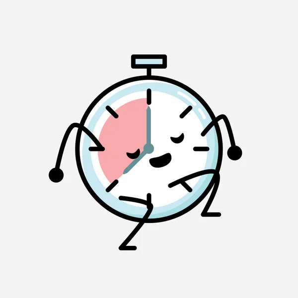 Illustration Cute Timer Clock Mascot Vector Character Flat Design Style — Stock Vector