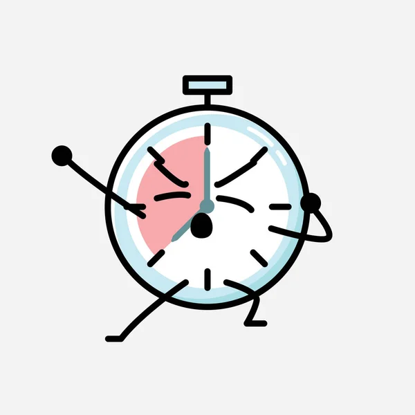 Uma Ilustração Cute Timer Relógio Mascote Vector Personagem Estilo Design — Vetor de Stock