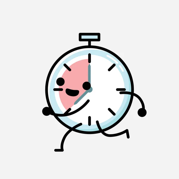 Une Illustration Personnage Vectoriel Mascotte Horloge Minuterie Mignonne Dans Style — Image vectorielle