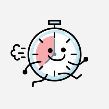 Düz Tasarım Biçimli Şirin Zamanlayıcı Saat Maskot Vektör Karakteri