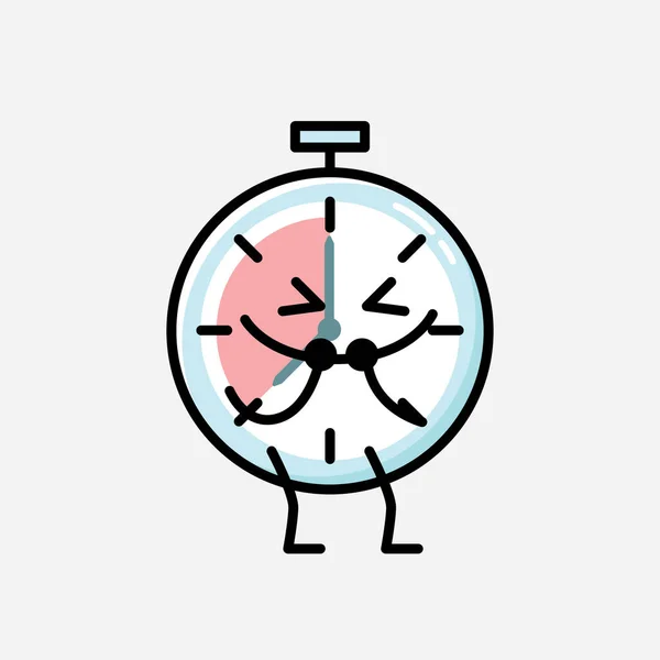 Illustration Cute Timer Clock Mascot Vector Character Flat Design Style — Stock Vector