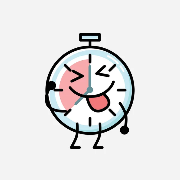 Illustrazione Carino Timer Orologio Mascotte Vettore Personaggio Stile Design Piatto — Vettoriale Stock