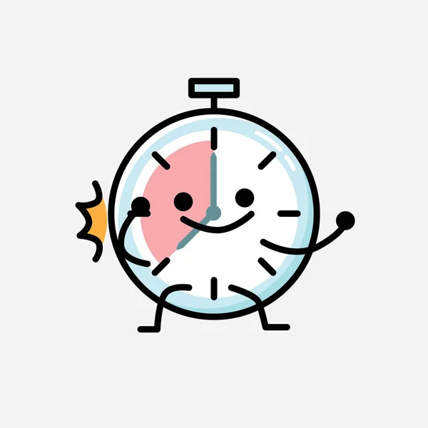 Una Ilustración Del Personaje Lindo Del Vector Mascota Del Reloj — Vector de stock