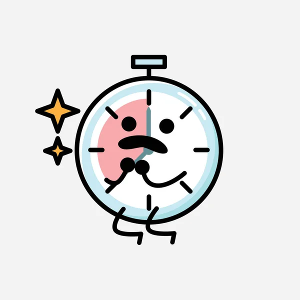 디자인 스타일 Cute Timer Clock Mascot Vector Character — 스톡 벡터