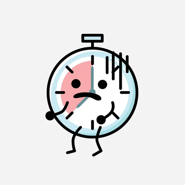 디자인 스타일 Cute Timer Clock Mascot Vector Character — 스톡 벡터