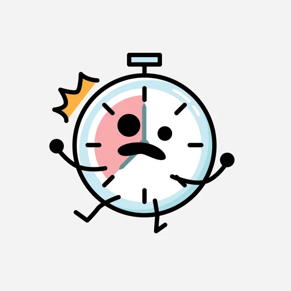 Una Ilustración Del Personaje Lindo Del Vector Mascota Del Reloj — Vector de stock