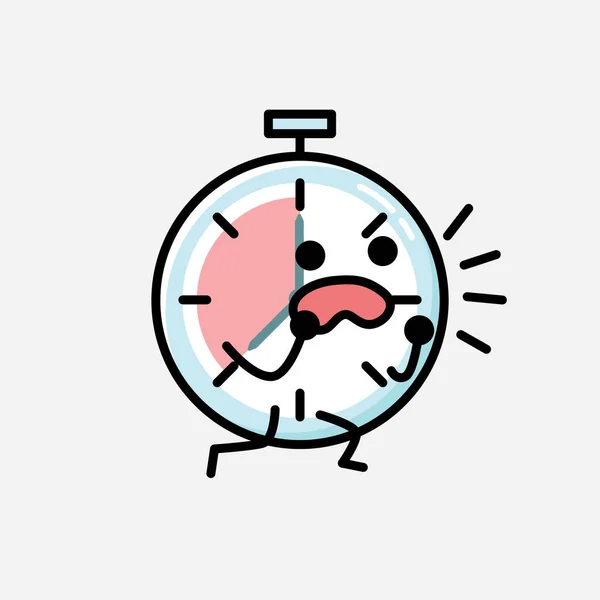 Μια Απεικόνιση Του Χαριτωμένο Ρολόι Ρολόι Μασκότ Διάνυσμα Χαρακτήρα Επίπεδο — Διανυσματικό Αρχείο