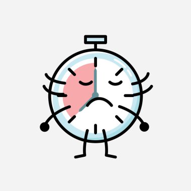 Düz Tasarım Biçimli Şirin Zamanlayıcı Saat Maskot Vektör Karakteri