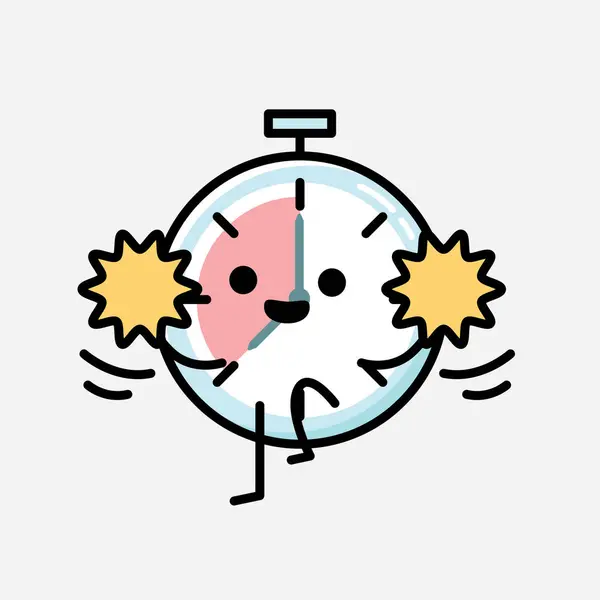 디자인 스타일 Cute Timer Clock Mascot Vector Character — 스톡 벡터