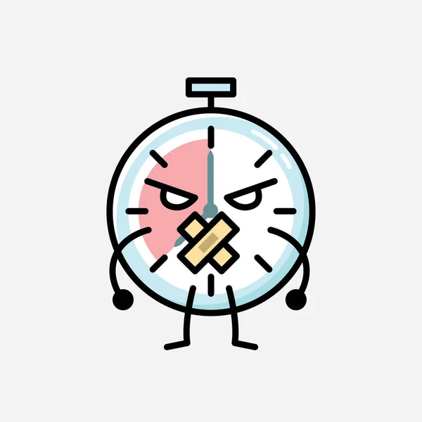Uma Ilustração Cute Timer Relógio Mascote Vector Personagem Estilo Design —  Vetores de Stock