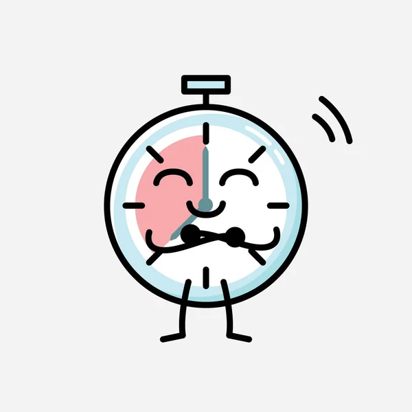 Uma Ilustração Cute Timer Relógio Mascote Vector Personagem Estilo Design —  Vetores de Stock