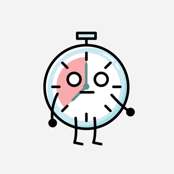 フラットデザインスタイルでかわいいタイマー時計マスコットベクトルキャラクターのイラスト — ストックベクタ
