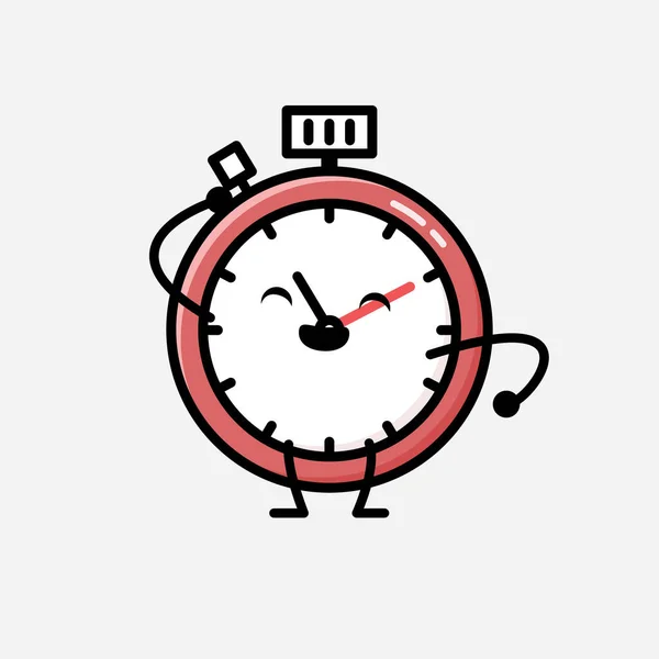 Illustration Cute Sport Timer Mascot Vector Character Flat Design Style — Stock Vector