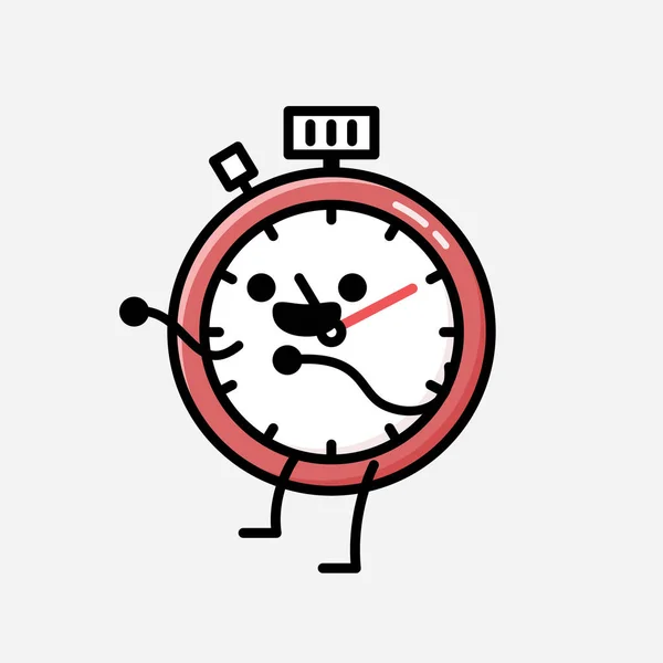 Eine Illustration Des Niedlichen Sport Timer Maskottchen Vector Character Flachen — Stockvektor