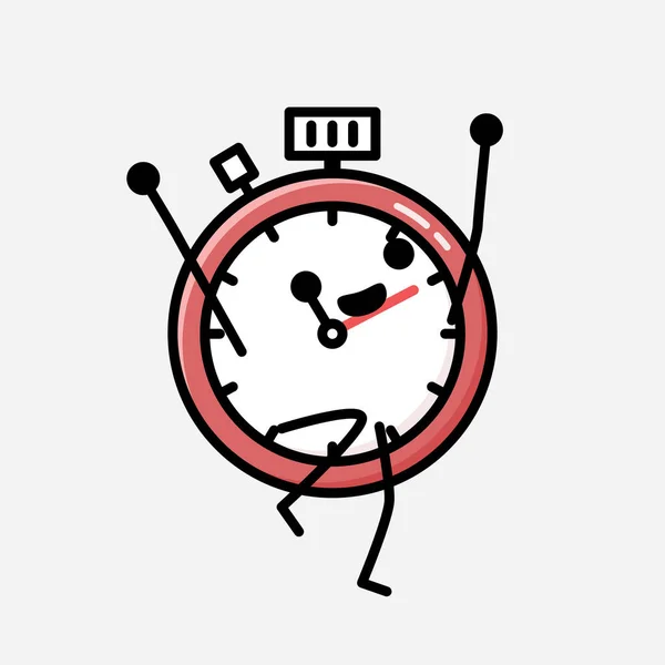 디자인 스타일 Cute Sport Timer Mascot Vector Character — 스톡 벡터