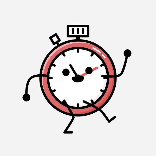 Een Illustratie Van Schattige Sport Timer Mascotte Vector Karakter Vlakke — Stockvector