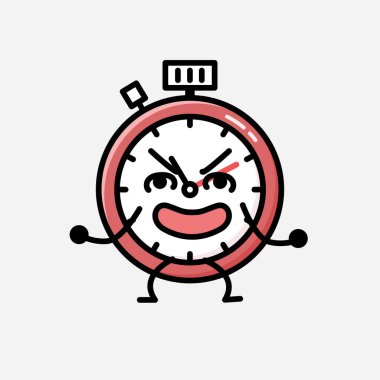 Düz Tasarım Biçimli Şirin Spor Zamanlayıcı Maskot Vektör Karakteri