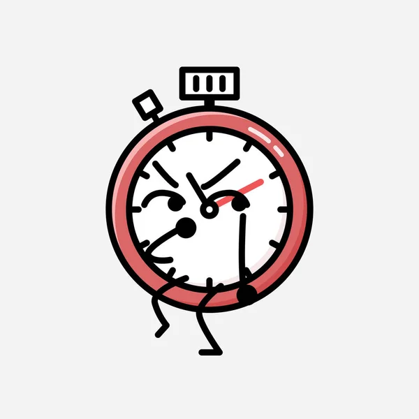 디자인 스타일 Cute Sport Timer Mascot Vector Character — 스톡 벡터