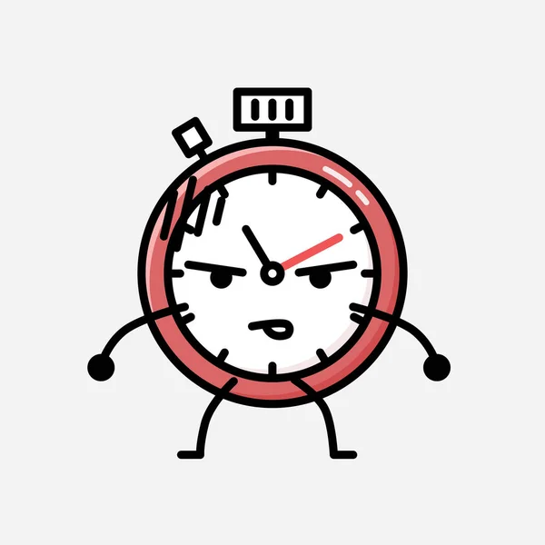 Een Illustratie Van Schattige Sport Timer Mascotte Vector Karakter Vlakke — Stockvector