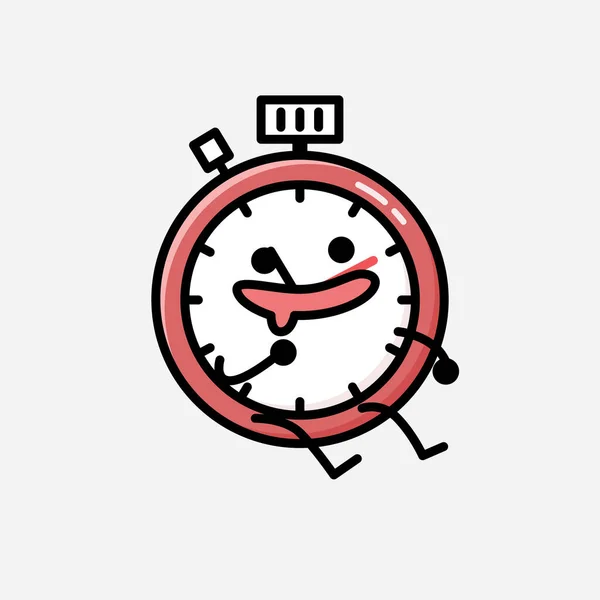 An illustration of Cute Sport Timer Mascot Vector Character in Flat Design Style