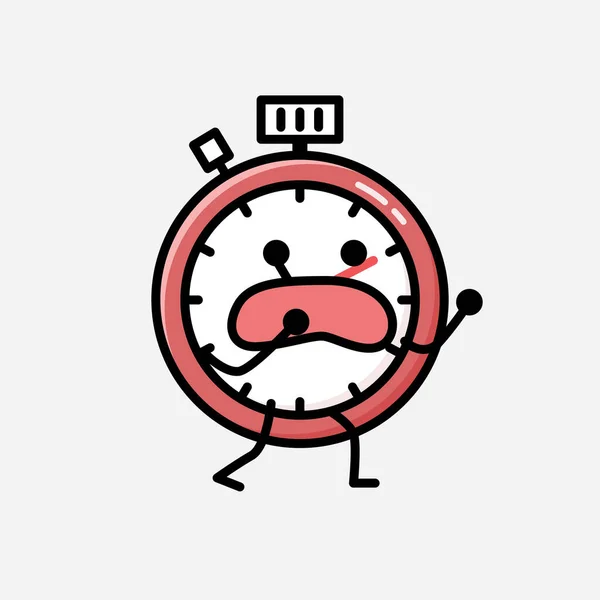 디자인 스타일 Cute Sport Timer Mascot Vector Character — 스톡 벡터