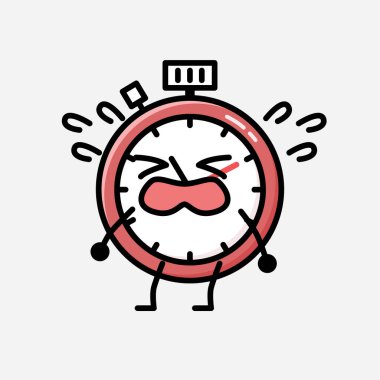 Düz Tasarım Biçimli Şirin Spor Zamanlayıcı Maskot Vektör Karakteri