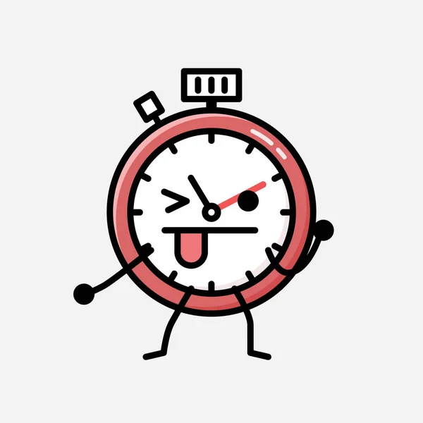 디자인 스타일 Cute Sport Timer Mascot Vector Character — 스톡 벡터