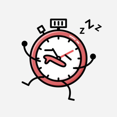 Düz Tasarım Biçimli Şirin Spor Zamanlayıcı Maskot Vektör Karakteri