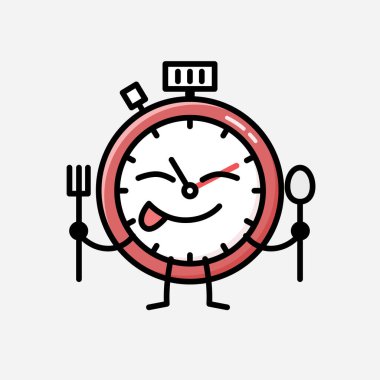 Düz Tasarım Biçimli Şirin Spor Zamanlayıcı Maskot Vektör Karakteri