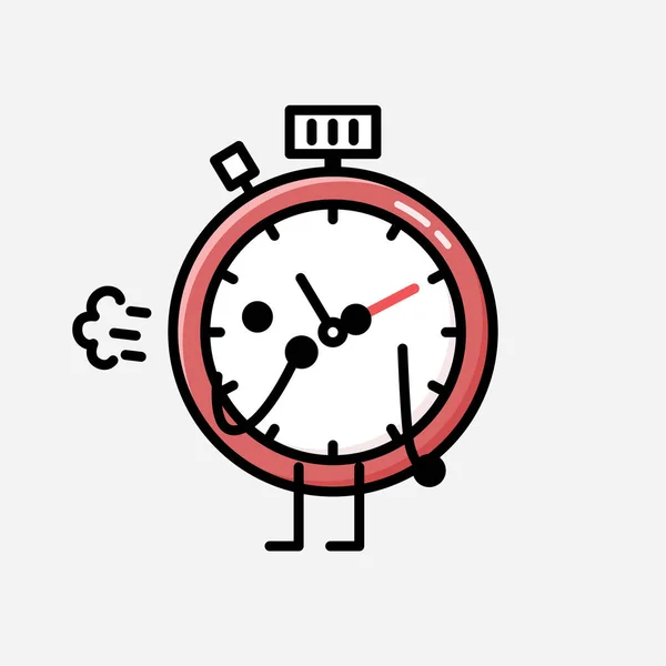 디자인 스타일 Cute Sport Timer Mascot Vector Character — 스톡 벡터