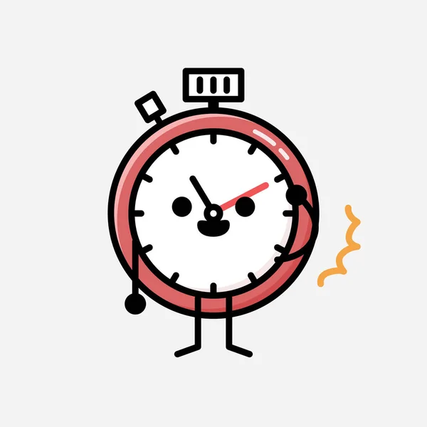 디자인 스타일 Cute Sport Timer Mascot Vector Character — 스톡 벡터